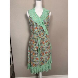 Matilda Jane Ruffle Wrap Tie Front Dress Turquoise XL